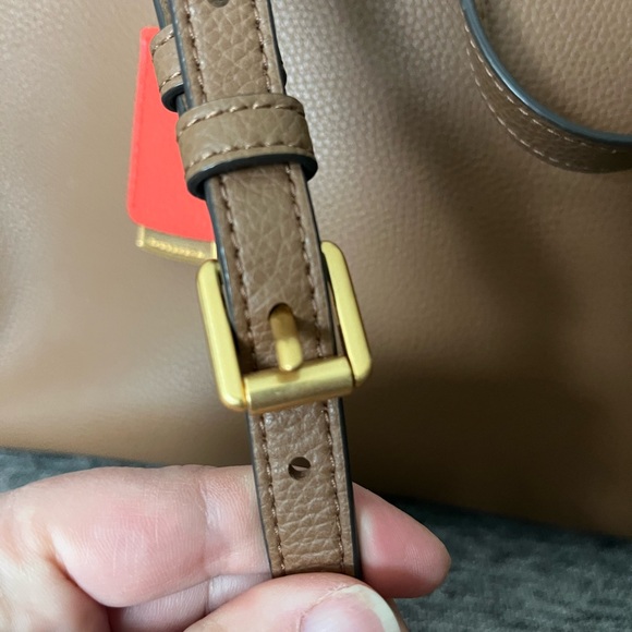 Tory Burch Tan Leather Tote with Red Accent - Picture 2 of 10